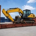 Used construction machinery shipping from China on flat rack container